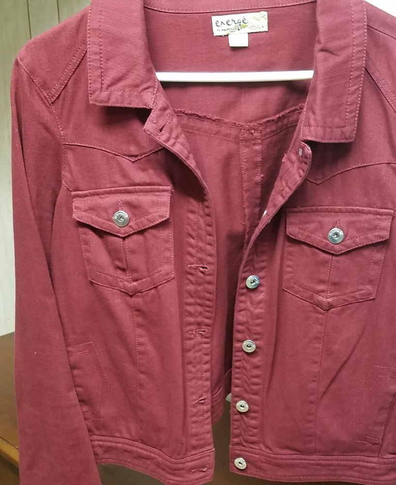 Red denim jacket